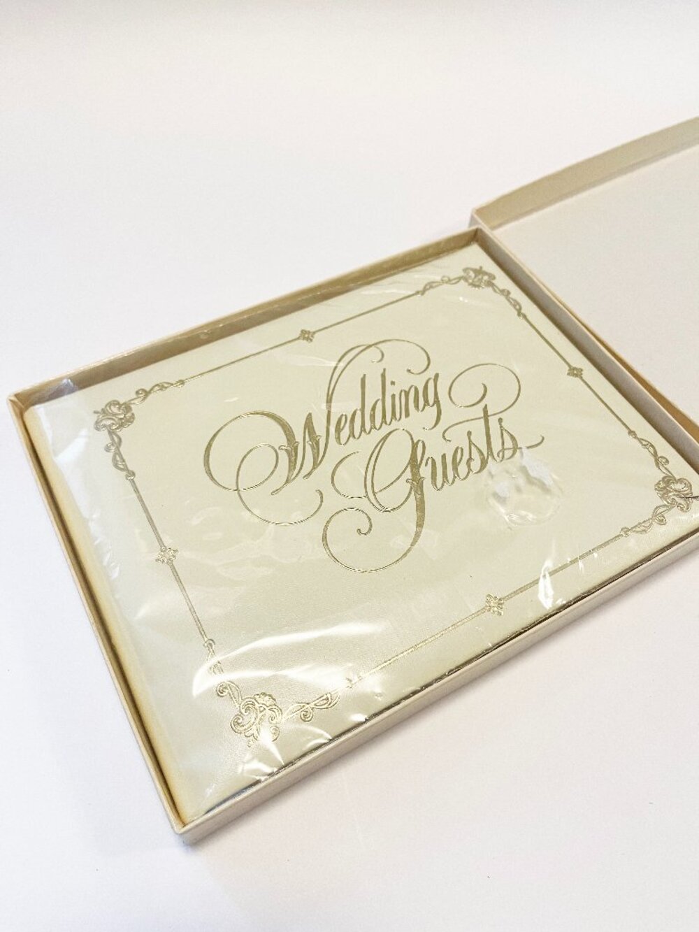 Vintage Hallmark Wedding Guest Book Album Ivory Gold Script